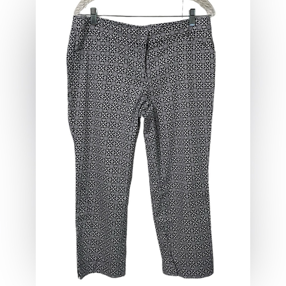 Laundry by Shelli Segal Los Angeles Womens Cropped Mosiac Navy Pant size 10